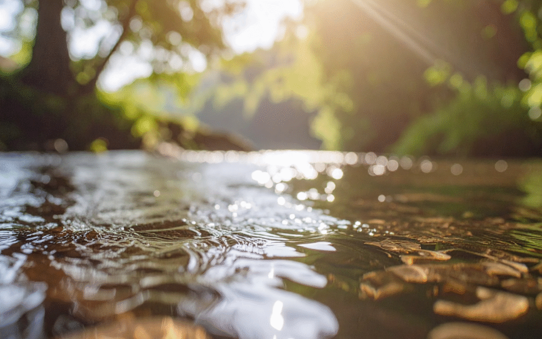 River water flowing gently in sunlight